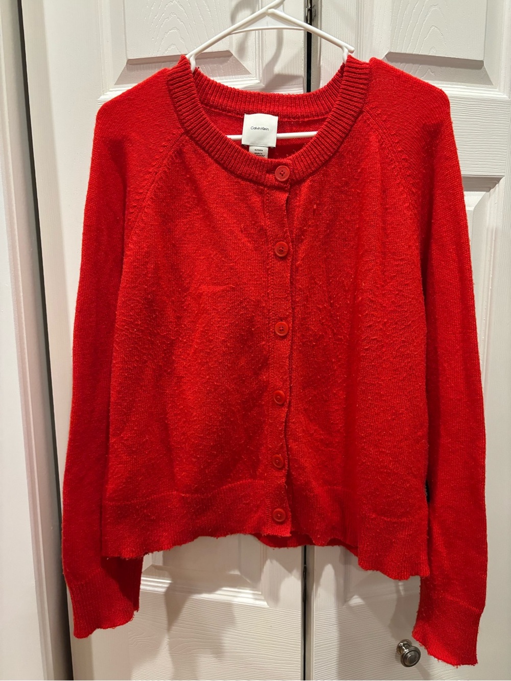 Calvin Klein Bright Red Button-Front Cardigan Sweater